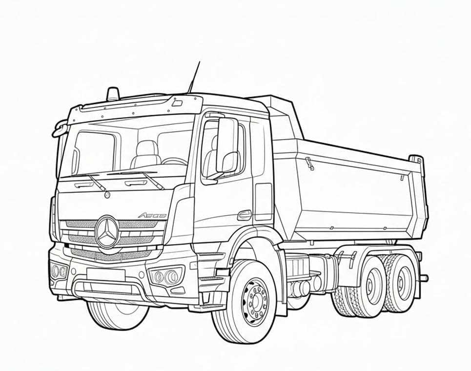 Mercedes lastbil med flere aksler Tegninger til Farvelægning