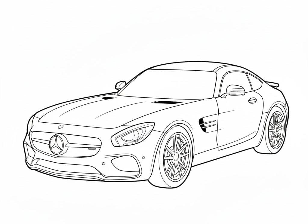 Mercedes sportscoupé Tegninger til Farvelægning