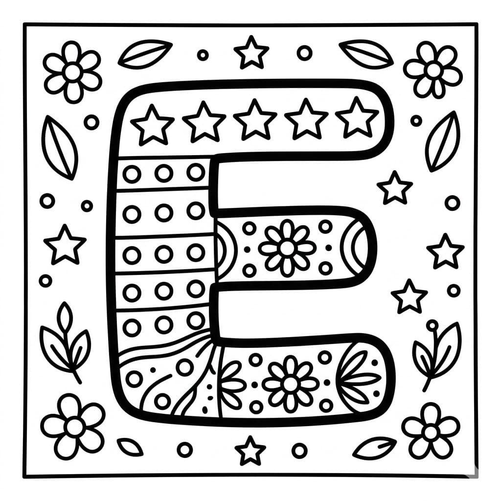 Mønstret Bogstav E Tegninger til Farvelægning