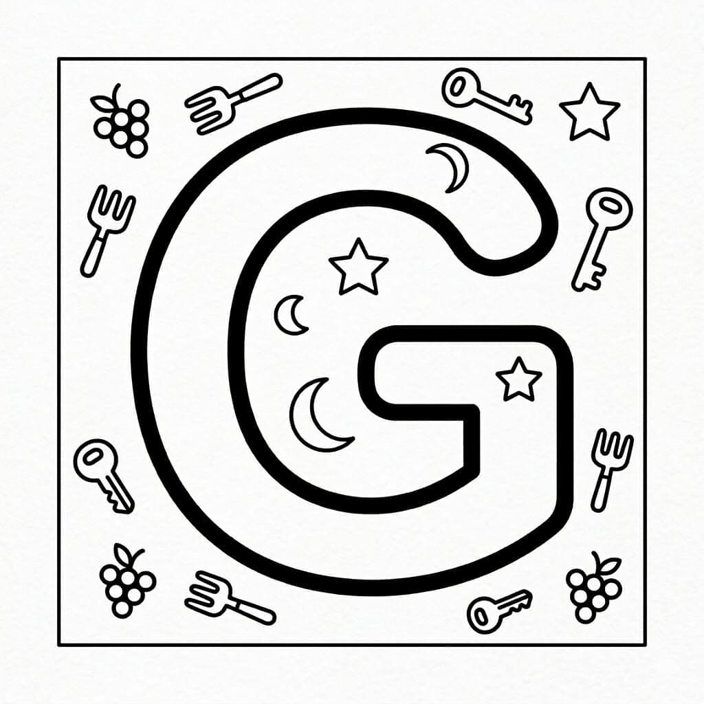 Mønstret Bogstav G Tegninger til Farvelægning