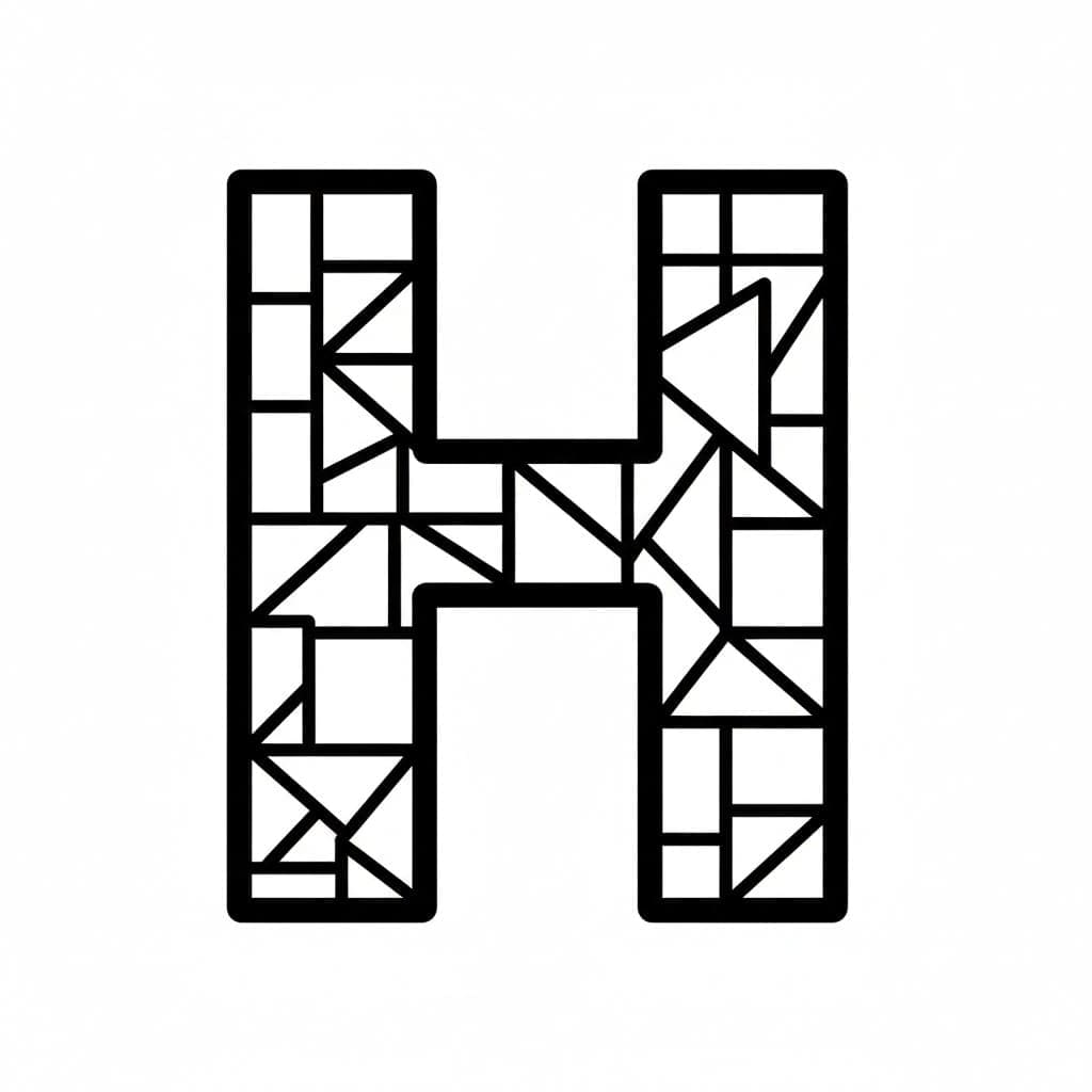 Mosaisk bogstav H Tegninger til Farvelægning