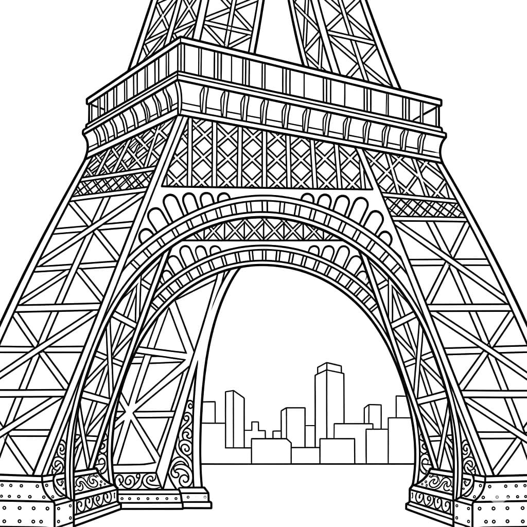Nærbillede Eiffeltårn Tegninger til Farvelægning