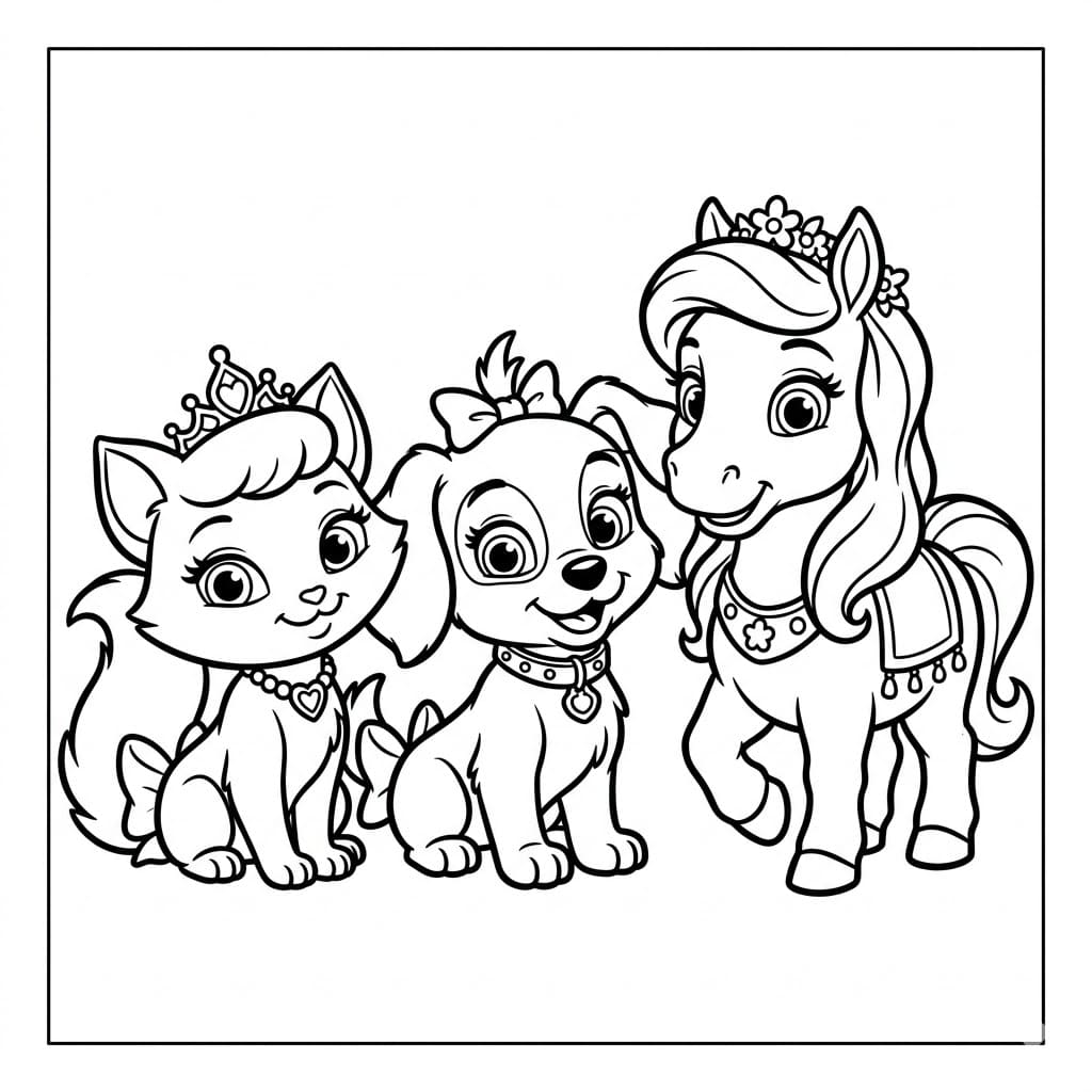 Palace Pets Familie Tegninger til Farvelægning