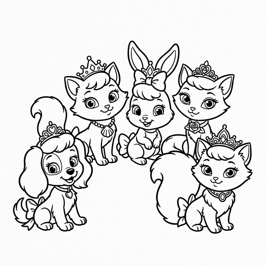 Palace Pets Gruppe Tegninger til Farvelægning