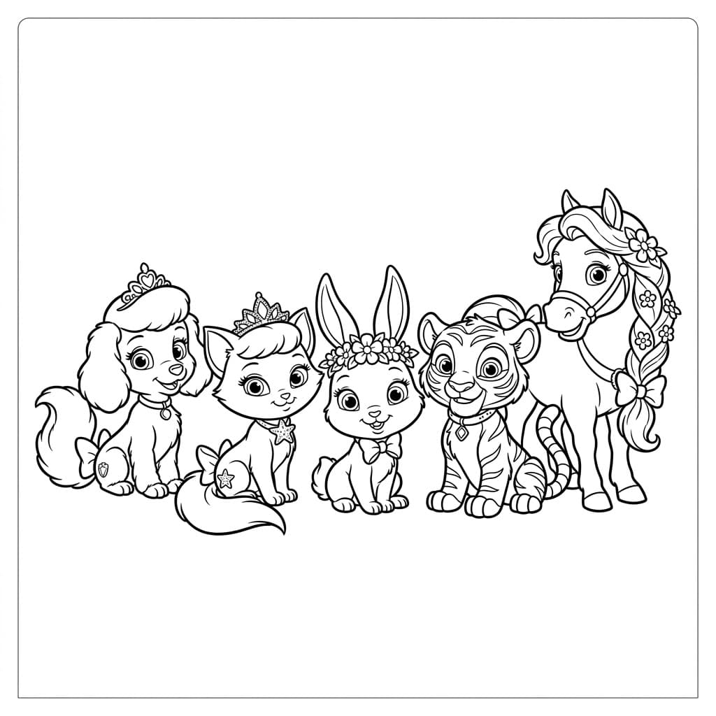 Palace Pets Parade Tegninger til Farvelægning