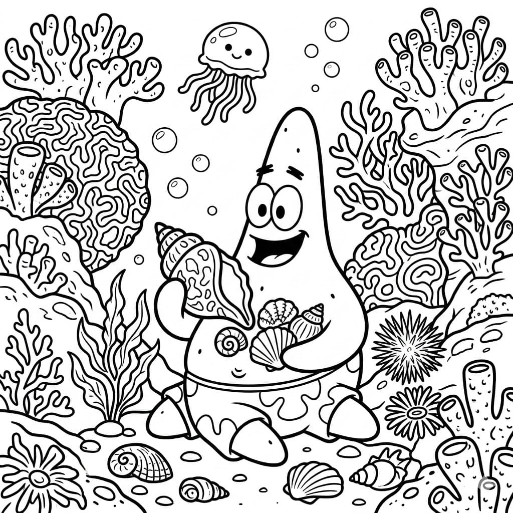 Patrick Star I Koralrevet Tegninger til Farvelægning