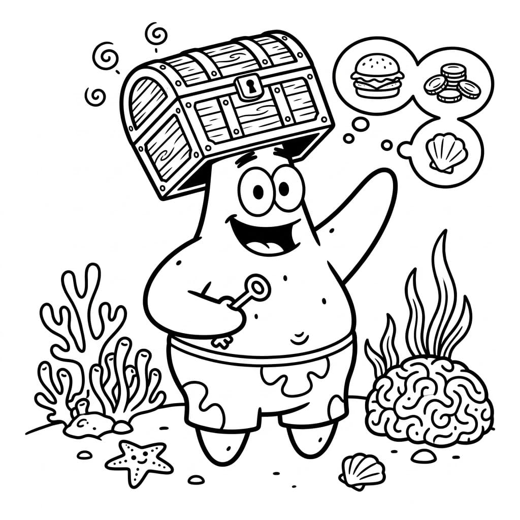 Patrick stjerne Finder Skat Tegninger til Farvelægning