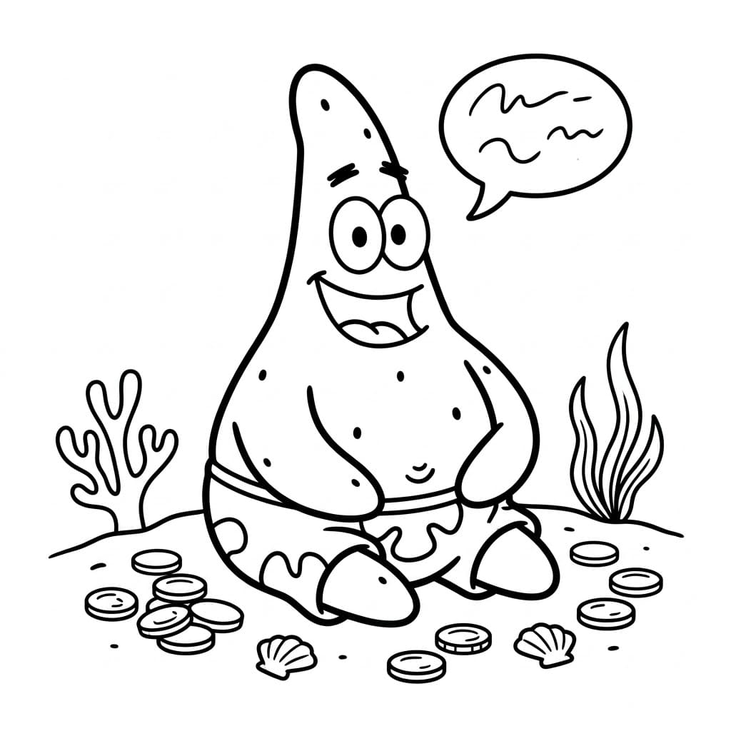 Patrick stjerne Sidder På Havbunden Tegninger til Farvelægning