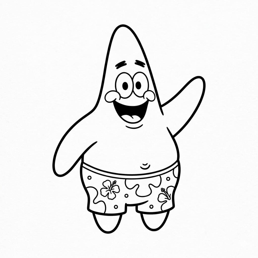 Patrick-stjernen Siger Hej Tegninger til Farvelægning