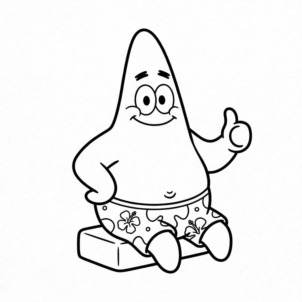 Patrick-stjernen Tommel Op Tegninger til Farvelægning