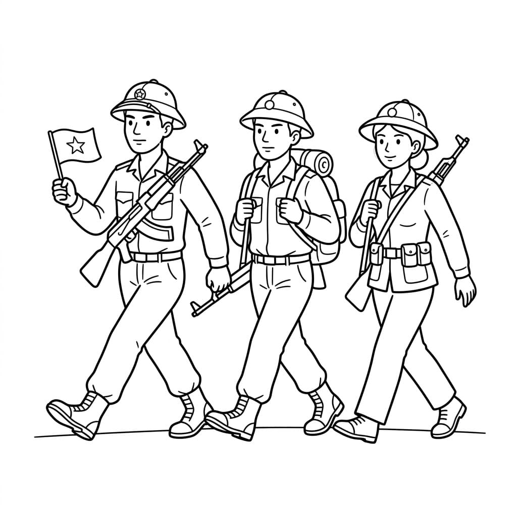 Patruljerende soldater Tegninger til Farvelægning