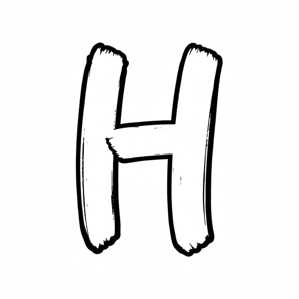 Penselstrøg af bogstavet H Tegninger til Farvelægning