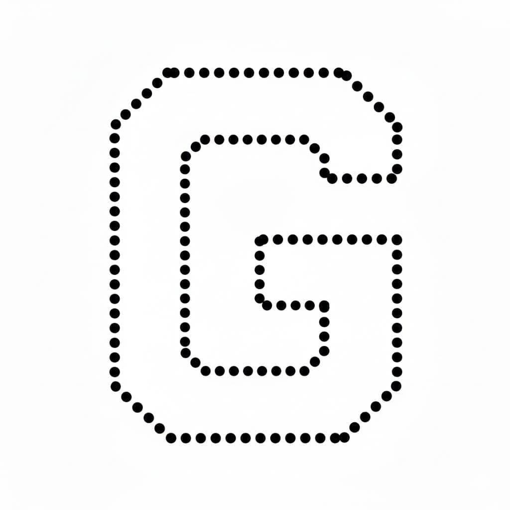 Prikket sporbogstav G Tegninger til Farvelægning