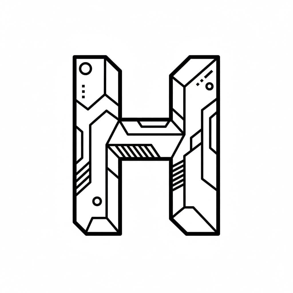 Robotblok med bogstavet H Tegninger til Farvelægning