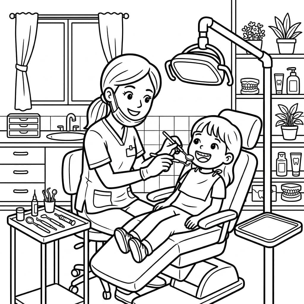 Sjov tandlægestol Tegninger til Farvelægning
