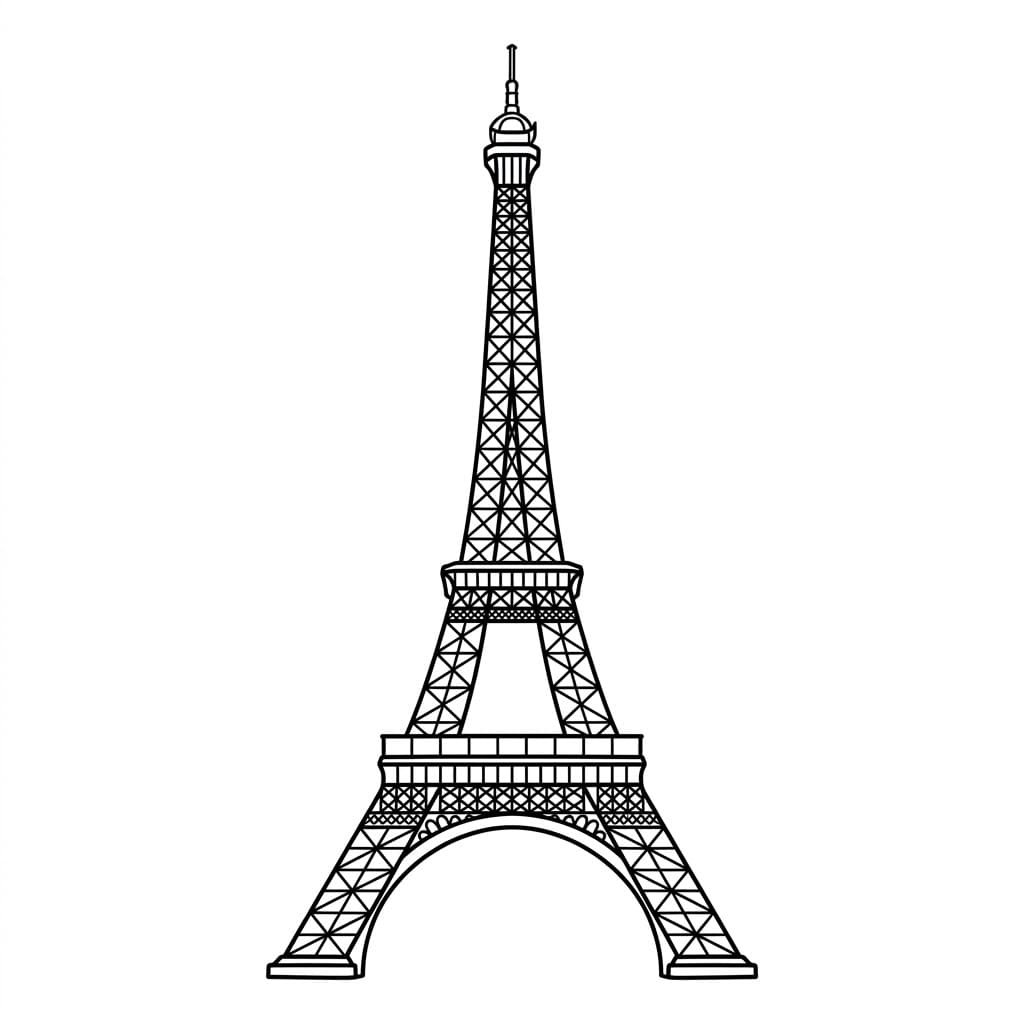 Slankt Eiffeltårn Tegninger til Farvelægning