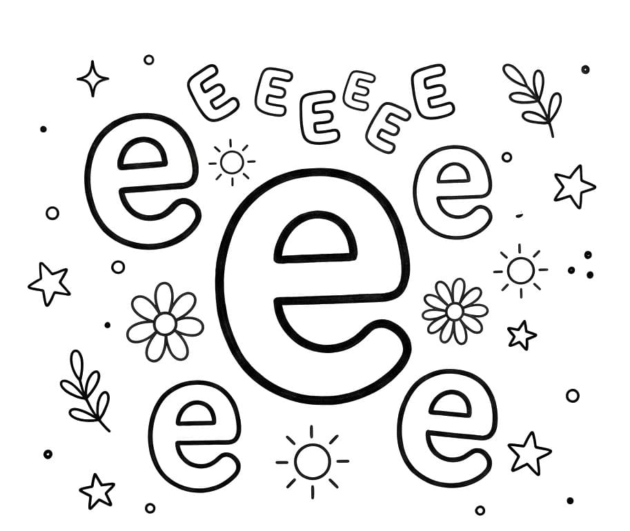 Små Bogstaver e Tegninger til Farvelægning