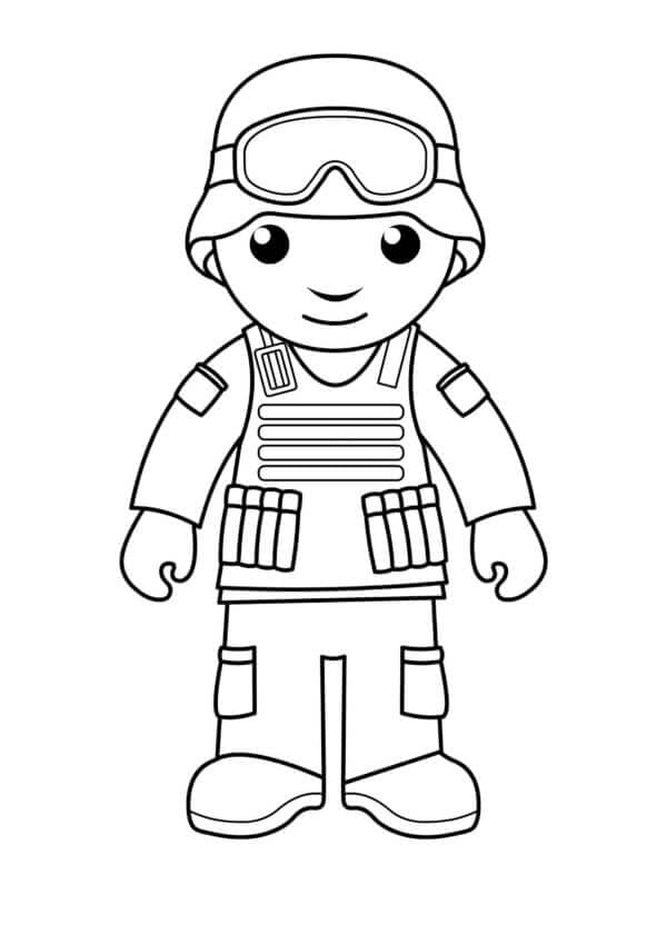 Smilende Chibi-soldat Tegninger til Farvelægning