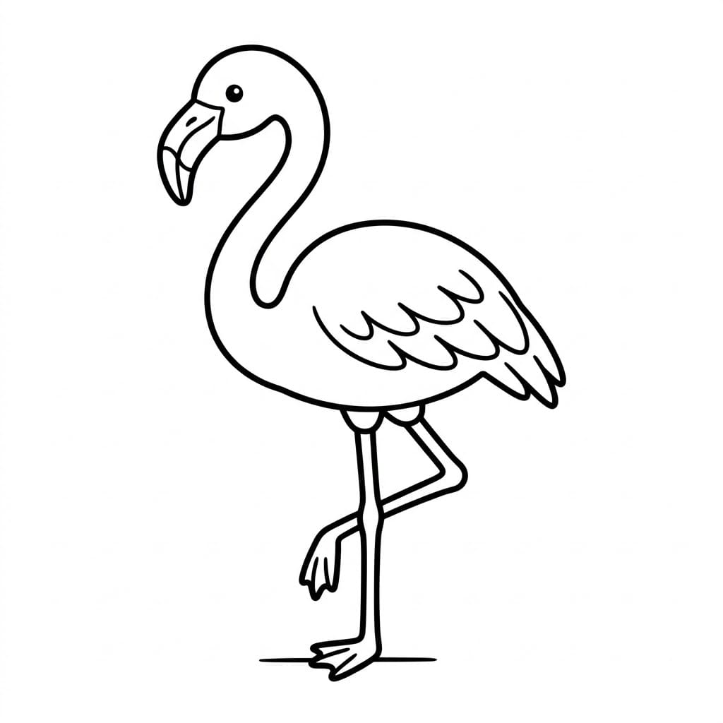 Stående Flamingo Tegninger til Farvelægning