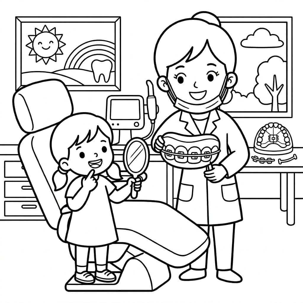 Tandlæge med et skinnende smil Tegninger til Farvelægning