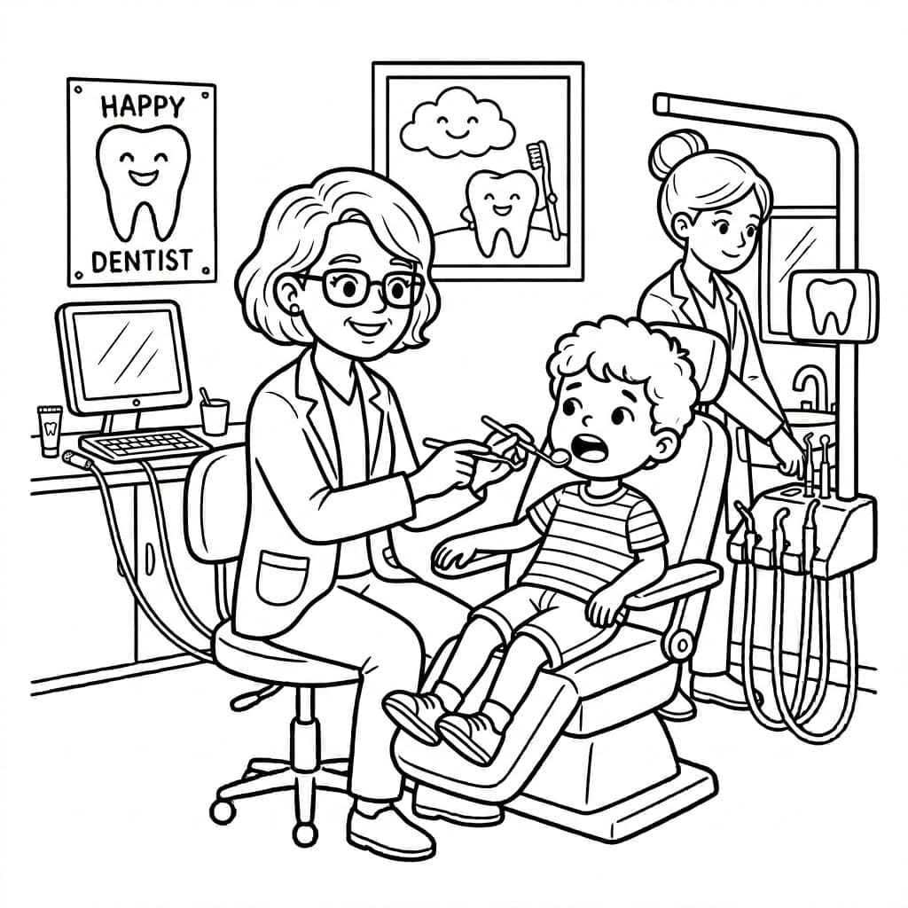 Tandpleje Tandlæge Tegninger til Farvelægning