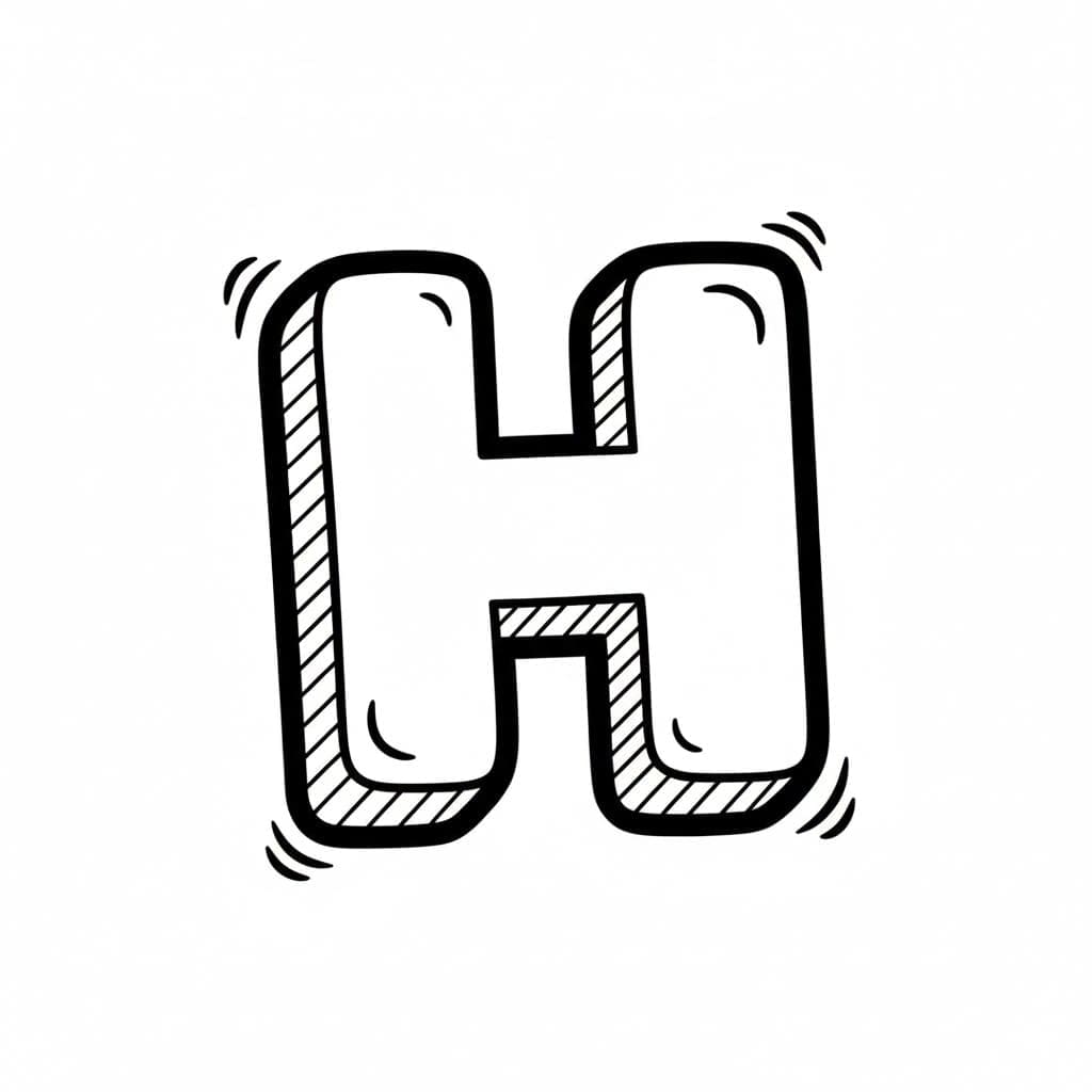 Bogstavet H Tegninger til Farvelægning