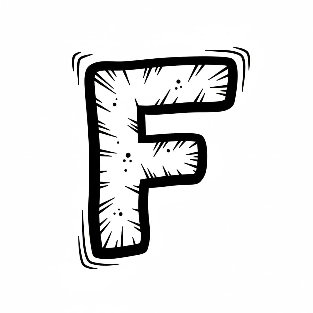 Tegneseriestil bogstavet F Tegninger til Farvelægning