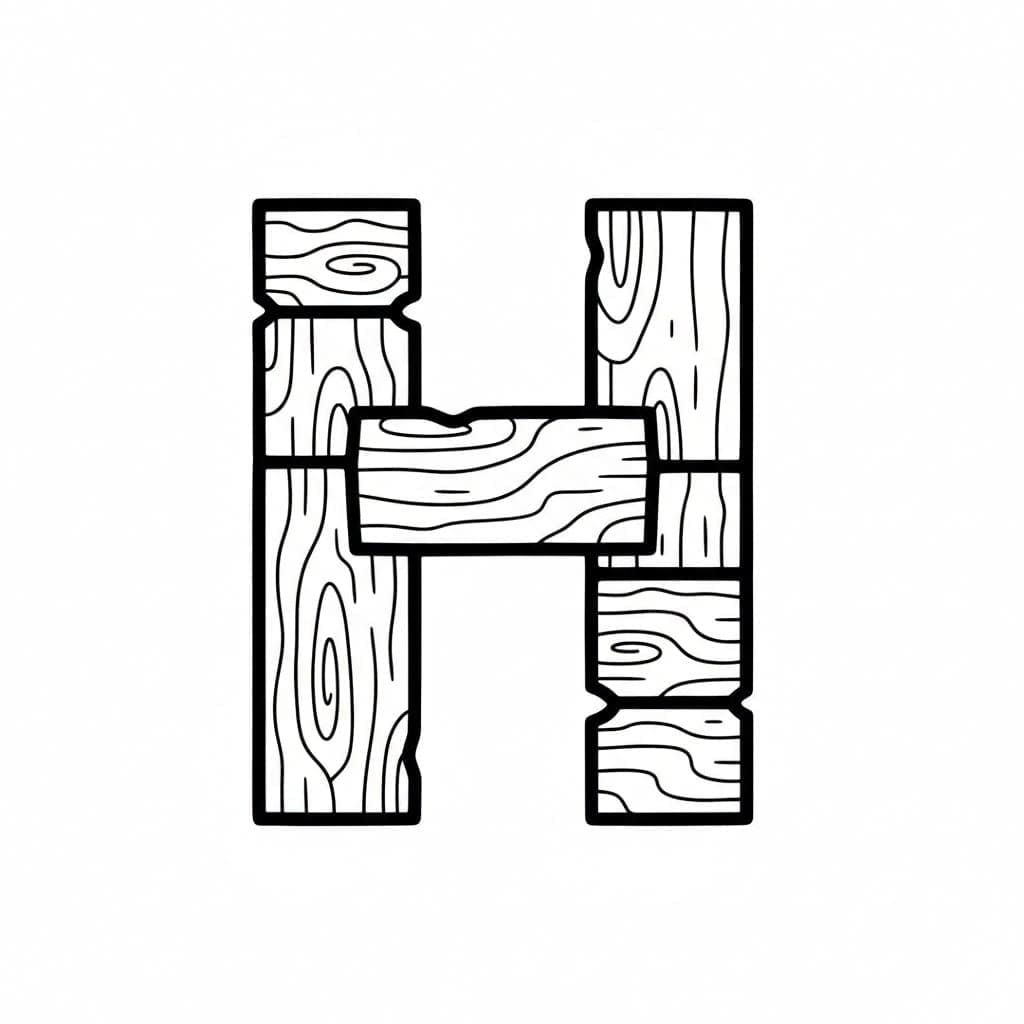 Træbogstav H Tegninger til Farvelægning