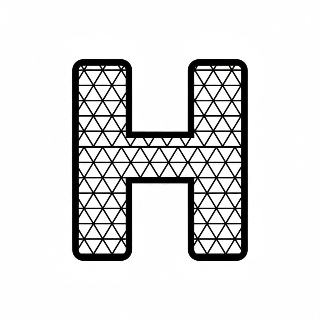 Trekantbogstavet H Tegninger til Farvelægning