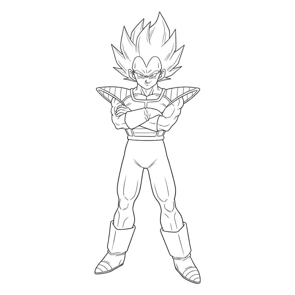 Vegeta krydser armene Tegninger til Farvelægning