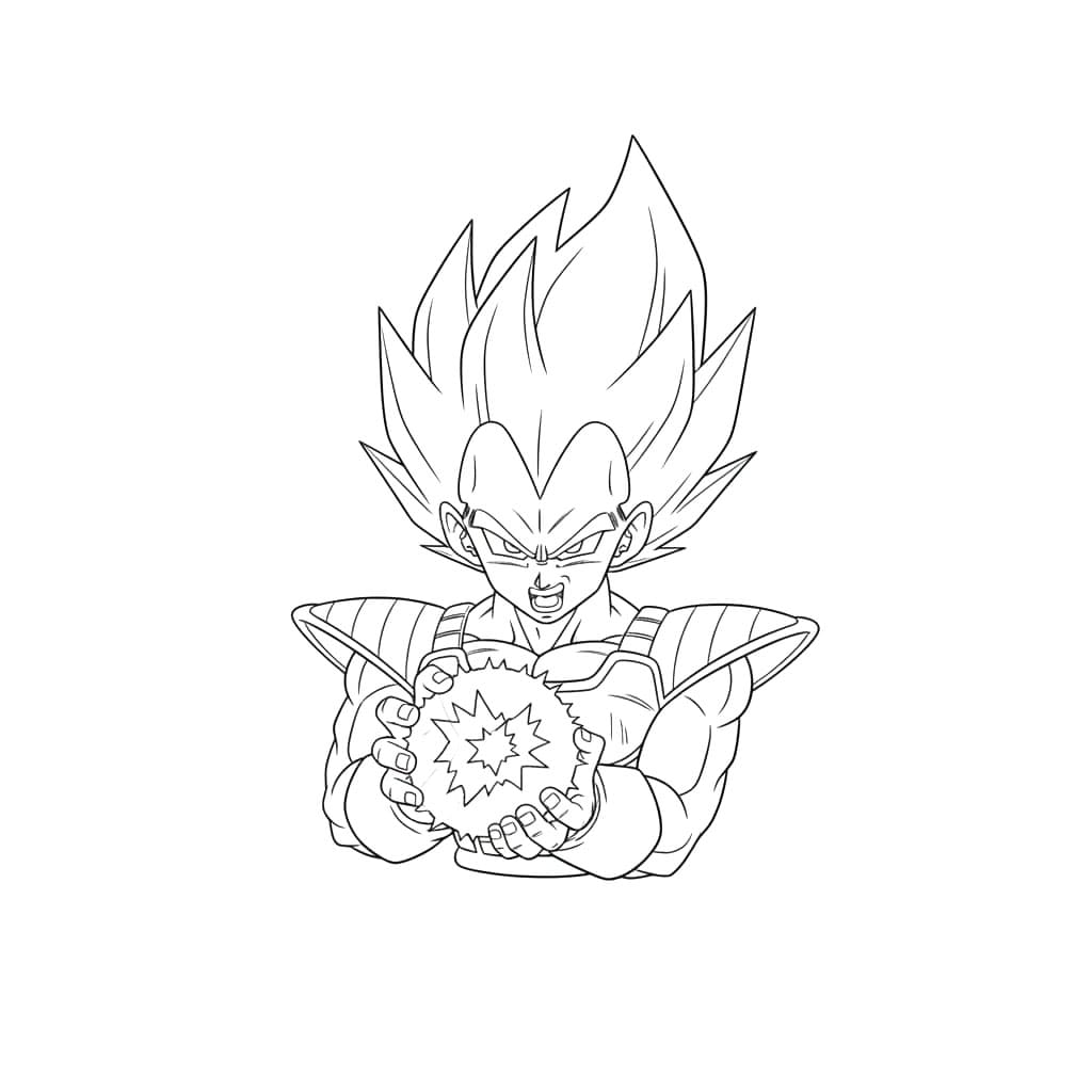 Vegeta med energikuglen Tegninger til Farvelægning