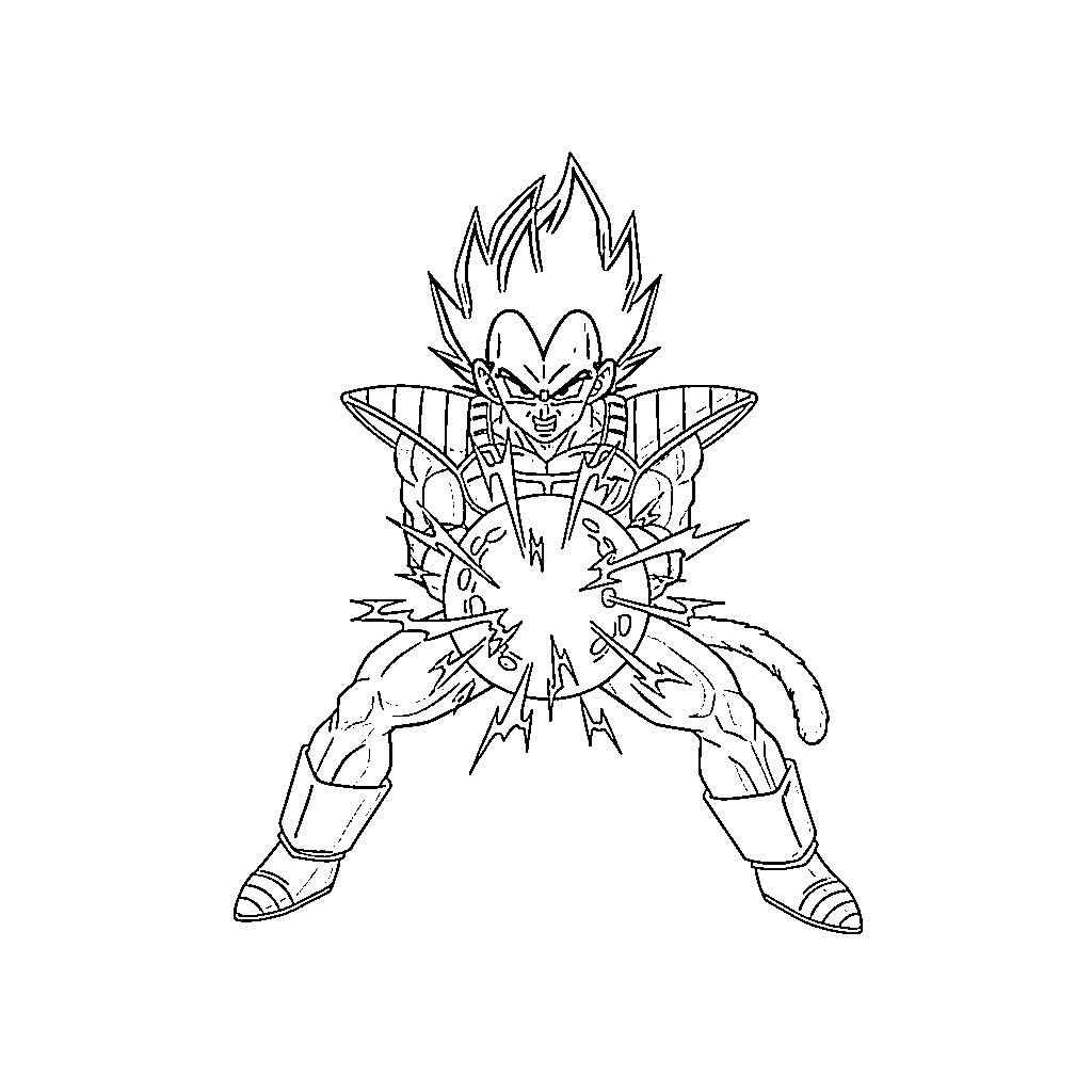 Vegeta samler sin kraft Tegninger til Farvelægning