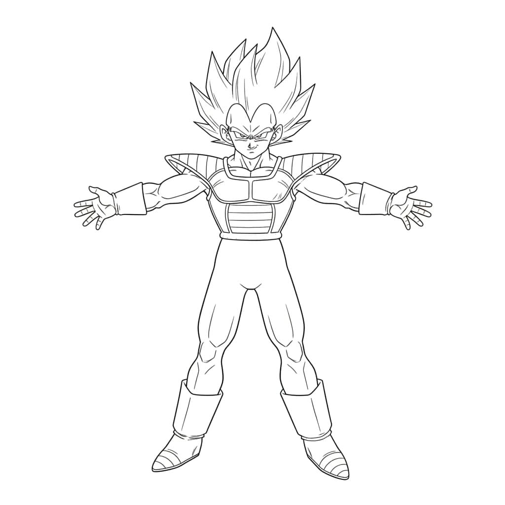 Vegeta strækker armene ud Tegninger til Farvelægning