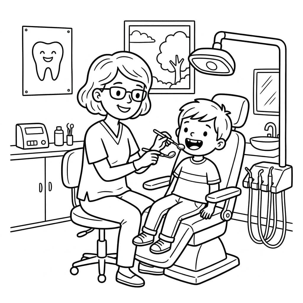 Venlig tandlægeklinik Tegninger til Farvelægning