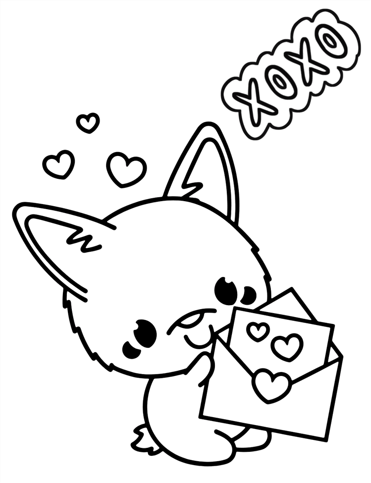 Walisisk corgi på Valentinsdag Tegninger til Farvelægning