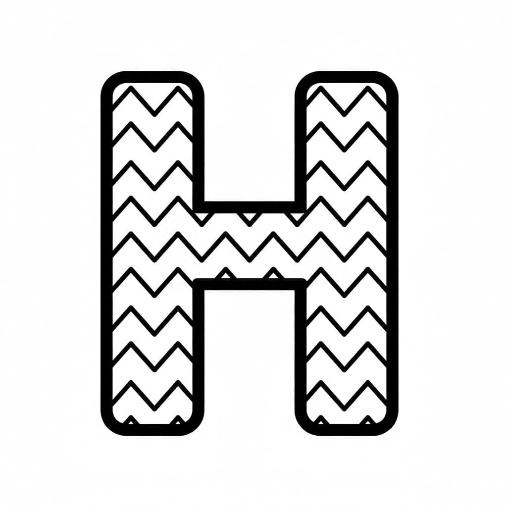 Zigzag-bogstavet H Tegninger til Farvelægning
