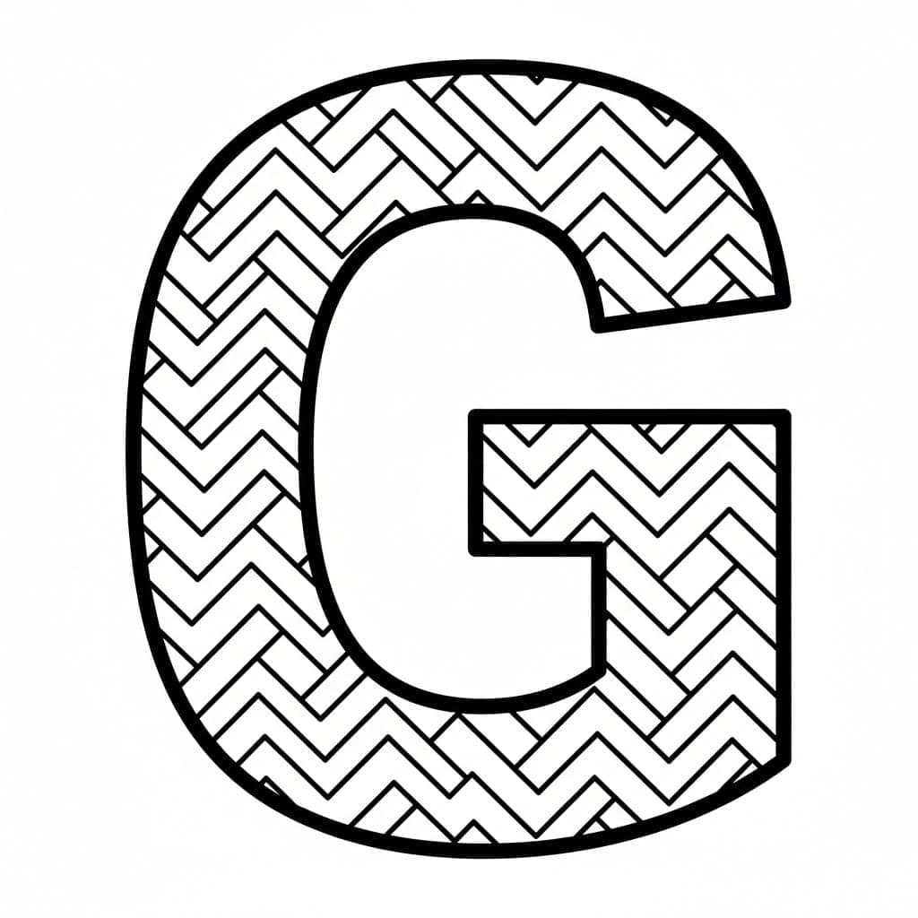 Zigzag-mønster af bogstavet G Tegninger til Farvelægning