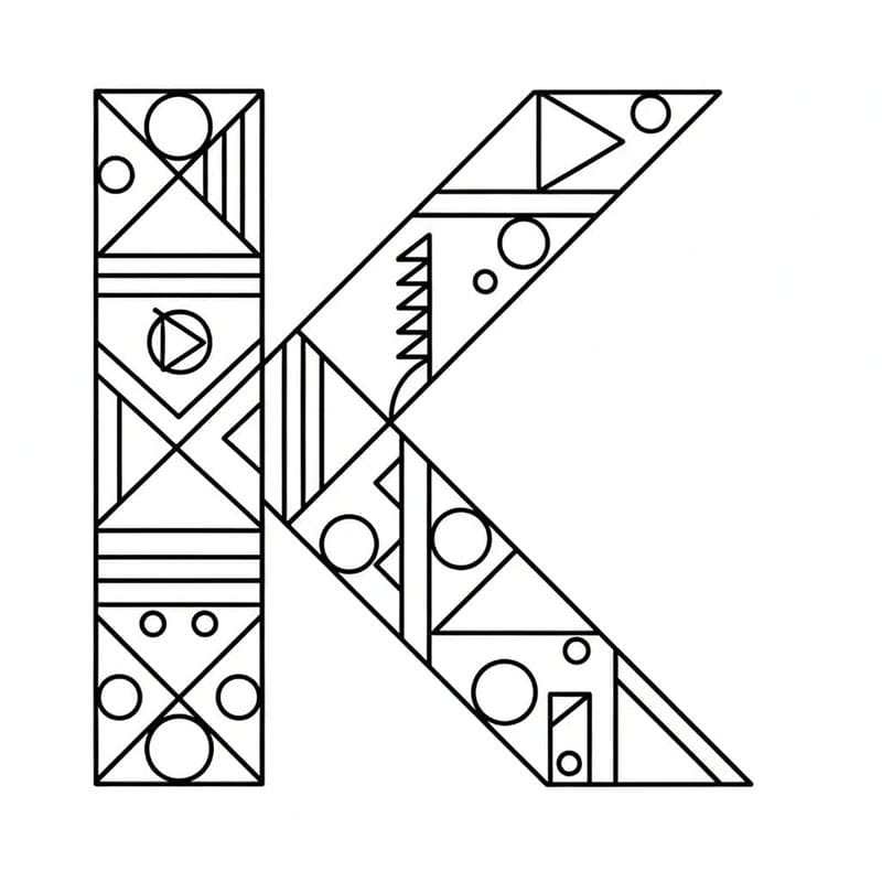 Abstrakt geometri bogstavet K Tegninger til Farvelægning