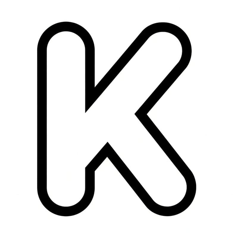 Afrundet bogstav K Tegninger til Farvelægning