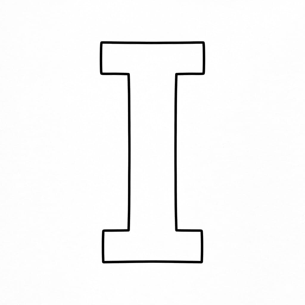 Akvarelstil Bogstav I Tegninger til Farvelægning