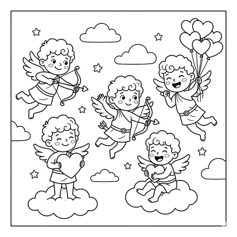 Amor fest i himlen Tegninger til Farvelægning