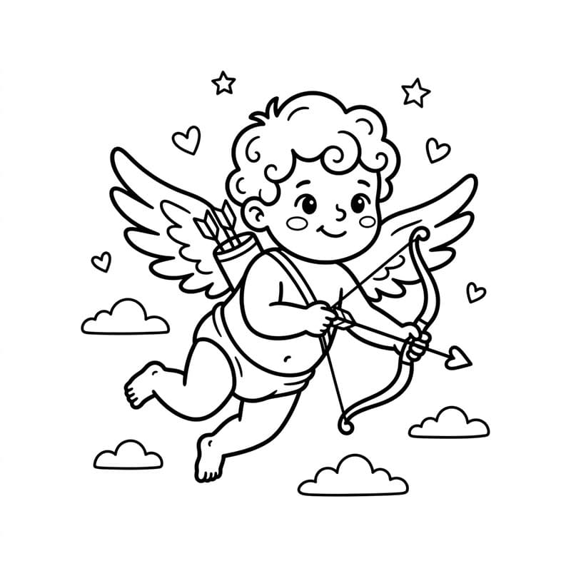 Amor flyver frit Tegninger til Farvelægning