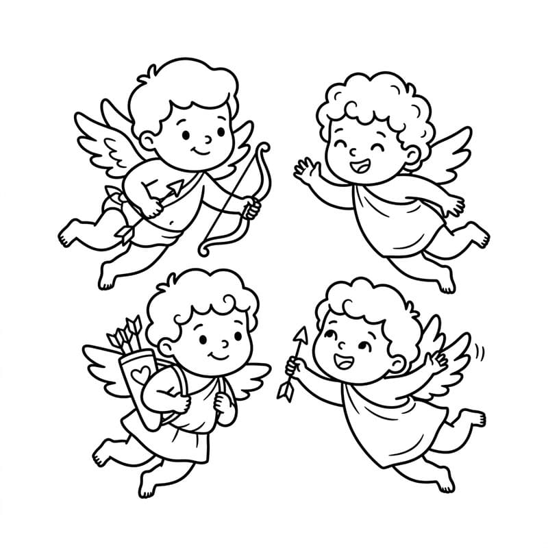 Amor med venner Tegninger til Farvelægning