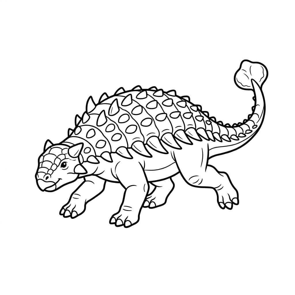Ankylosaurus i Gang Tegninger til Farvelægning
