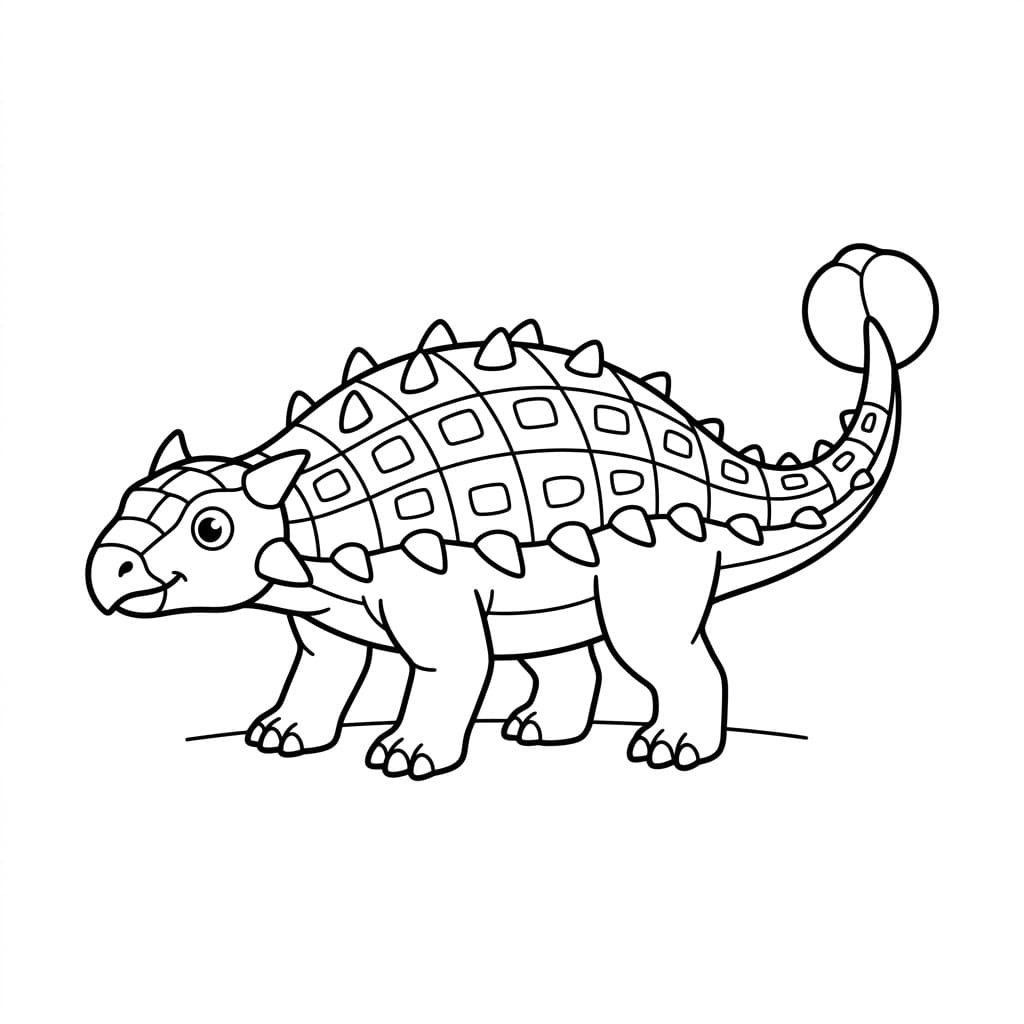Ankylosaurus i Profil Tegninger til Farvelægning