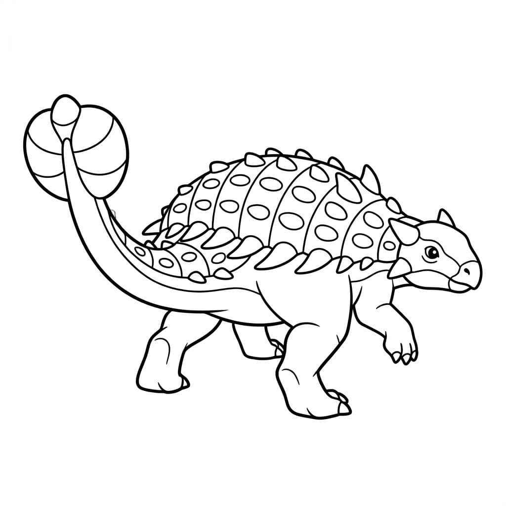 Ankylosaurus i Skridt Tegninger til Farvelægning