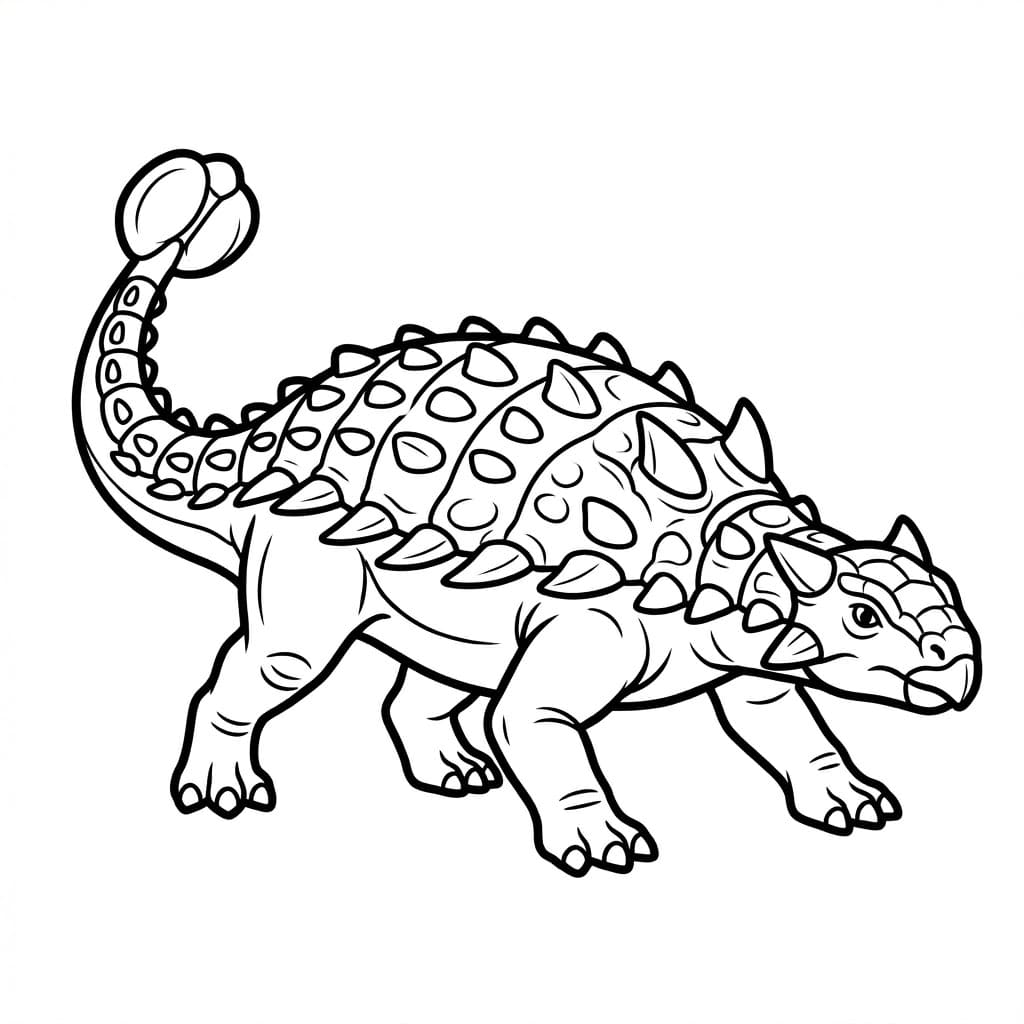 Ankylosaurus med Hale Tegninger til Farvelægning