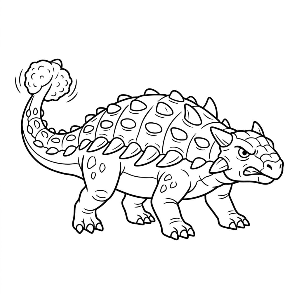 Ankylosaurus med Køllehale Tegninger til Farvelægning