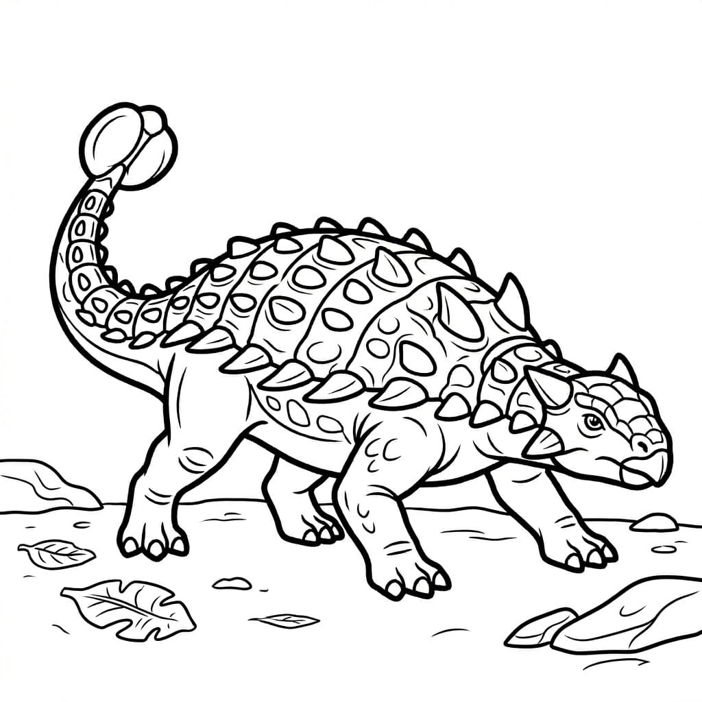 Ankylosaurus ved Floden Tegninger til Farvelægning