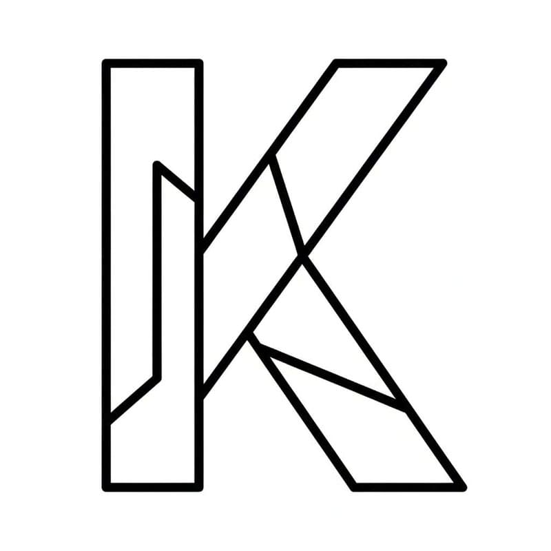 Asymmetrisk bogstav K Tegninger til Farvelægning